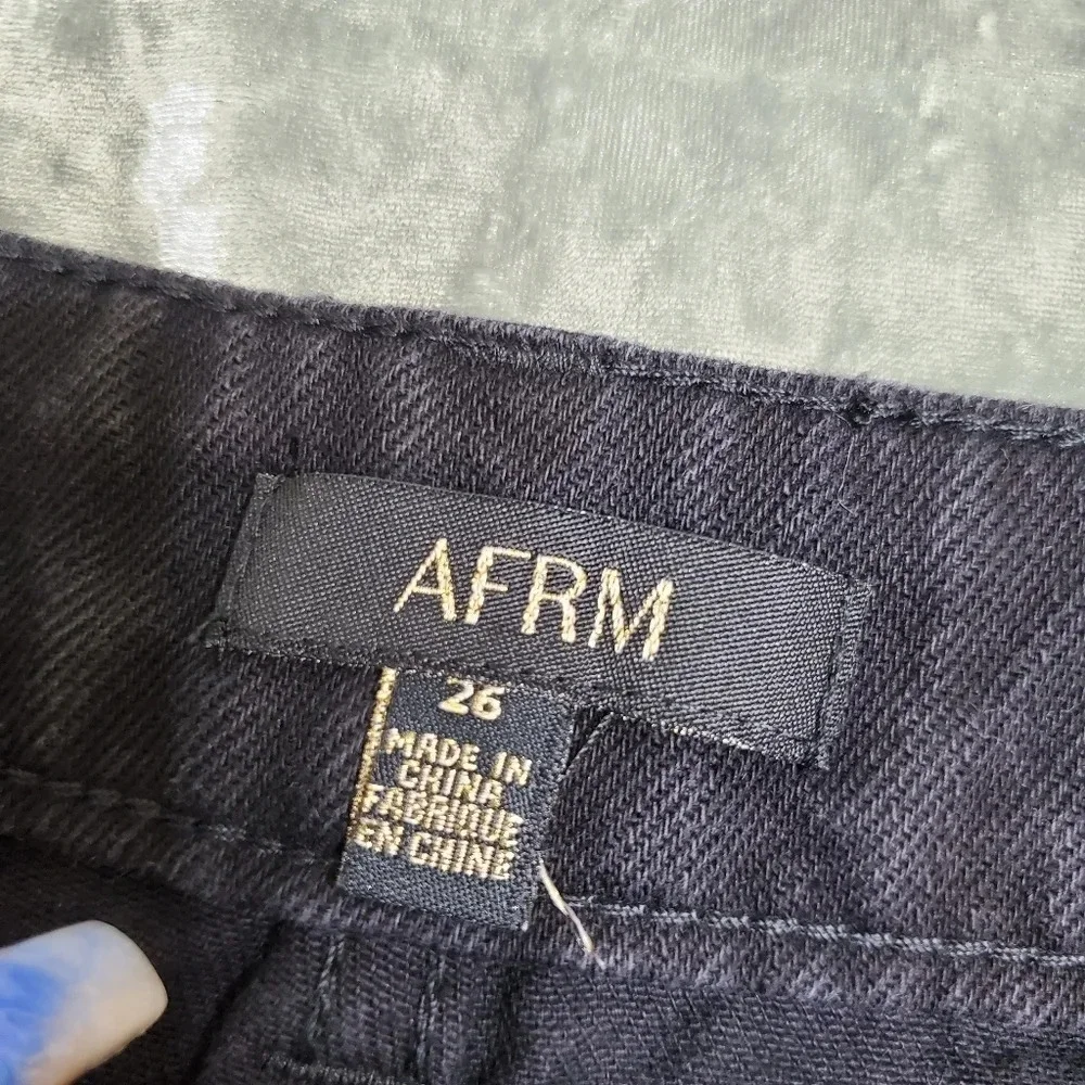 AFRM Black Distressed Button Front Jeans